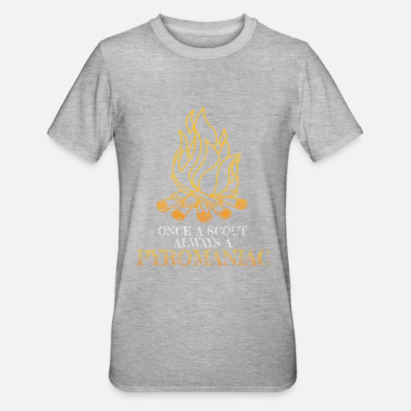 Campfire - Boy Scout Pyromaniac Gift - Unisex Polycotton T-Shirt - heather grey