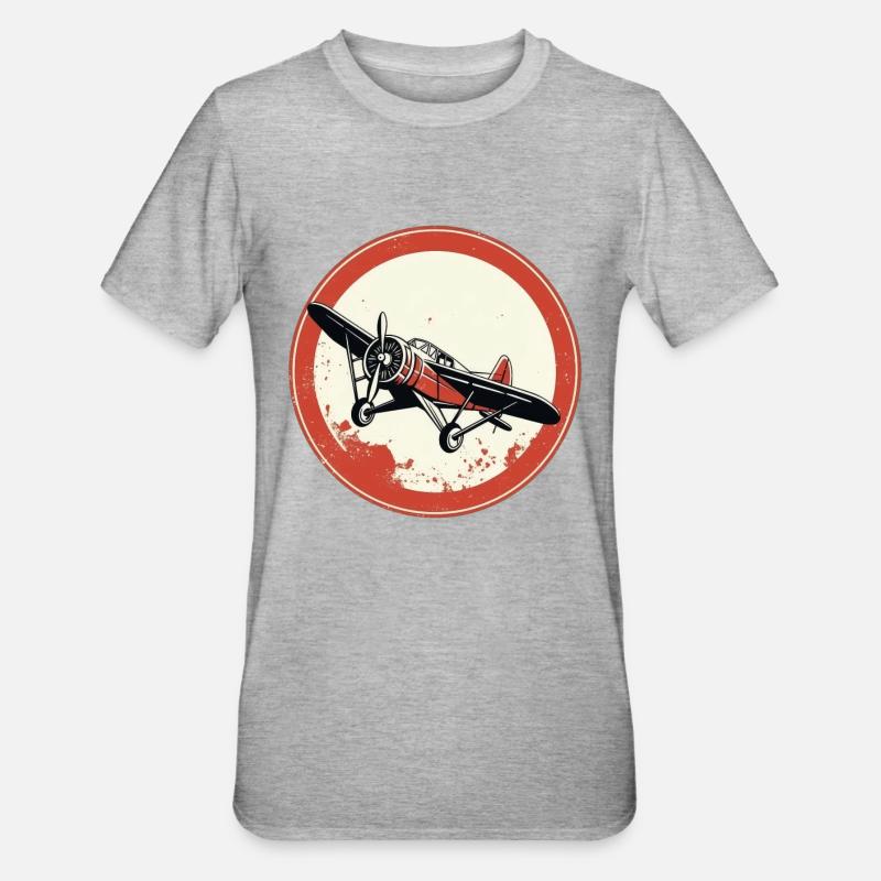 Flugzeug Retro Propeller - Unisex Polycotton T-Shirt - Grau meliert