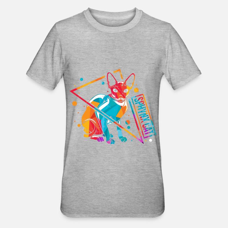 Sphynx Sphinx Chat Rétro - T-shirt polycoton Unisexe - gris chiné
