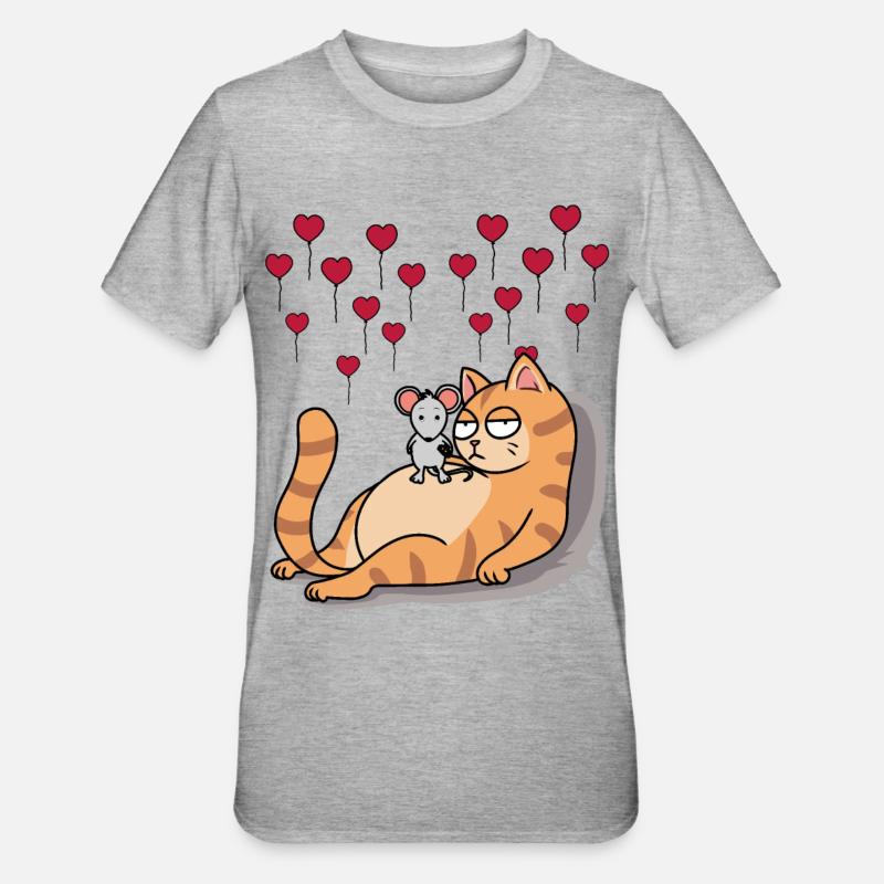 Cat Mouse Amico Amore Partnership Romance - Maglietta unisex, mix cotone e poliestere - grigio melange