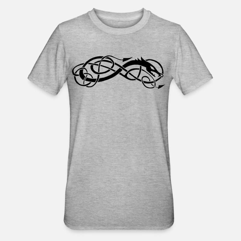 Serpent celte noir - T-shirt polycoton Unisexe - gris chiné