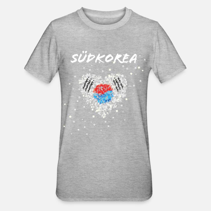 Corea Corea del Sud Corea del Sud Bandiera sudcoreana - Maglietta unisex, mix cotone e poliestere - grigio melange