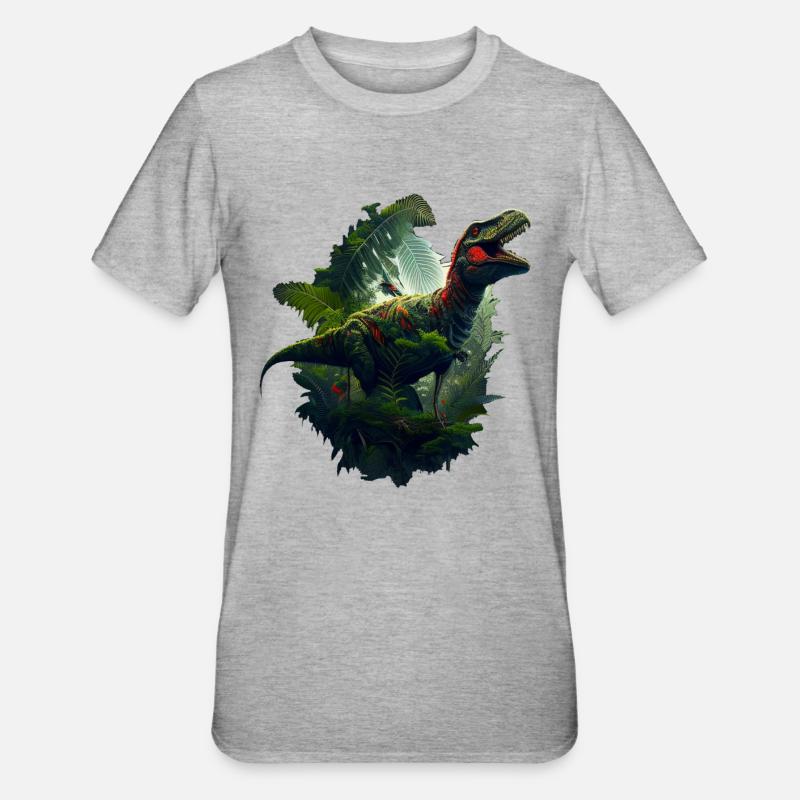Dinosaur - Unisex Polycotton T-Shirt - heather grey