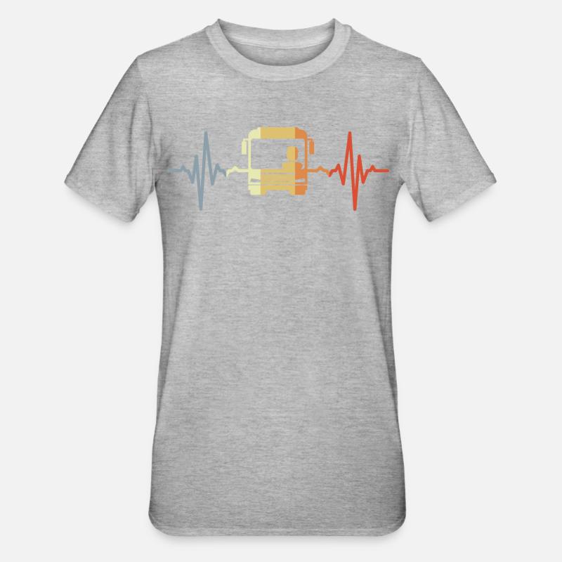 Palpitations cardiaques, chauffeur de bus - T-shirt polycoton Unisexe - gris chiné