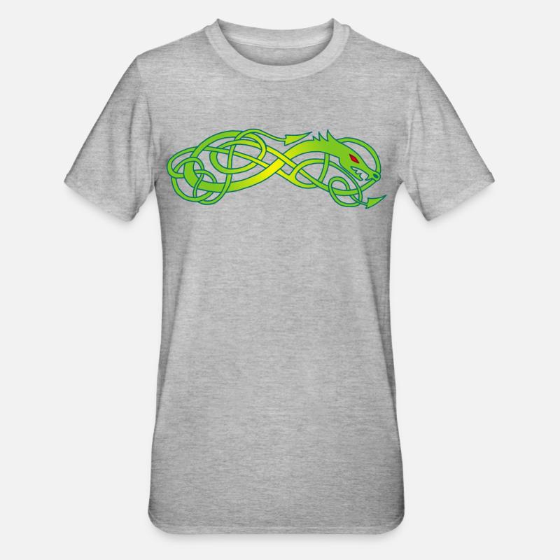 Serpent celte vert - T-shirt polycoton Unisexe - gris chiné