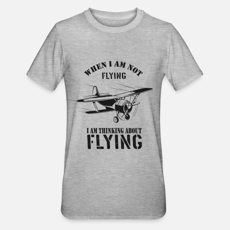 Pilot-Retro-Pilot Airplane-Pilot - Unisex Polycotton T-Shirt - Grau meliert