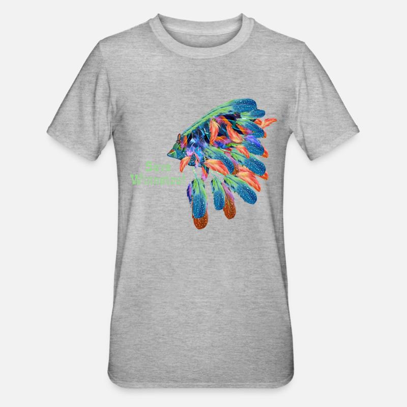 save winnetou,winnetou,indianer,Federn,Häuptling - Unisex Polycotton T-Shirt - Grau meliert