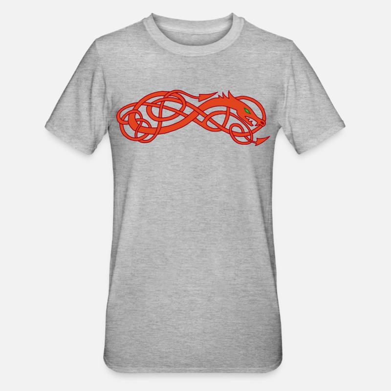 Serpent celte rouge - T-shirt polycoton Unisexe - gris chiné