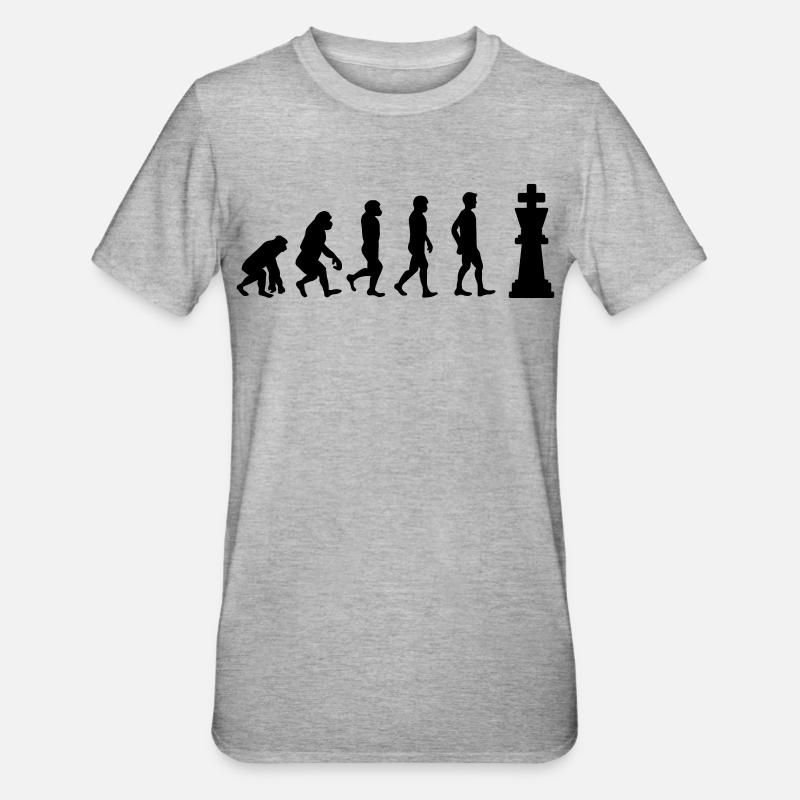 Schach Evolution - Unisex Polycotton T-Shirt - Grau meliert