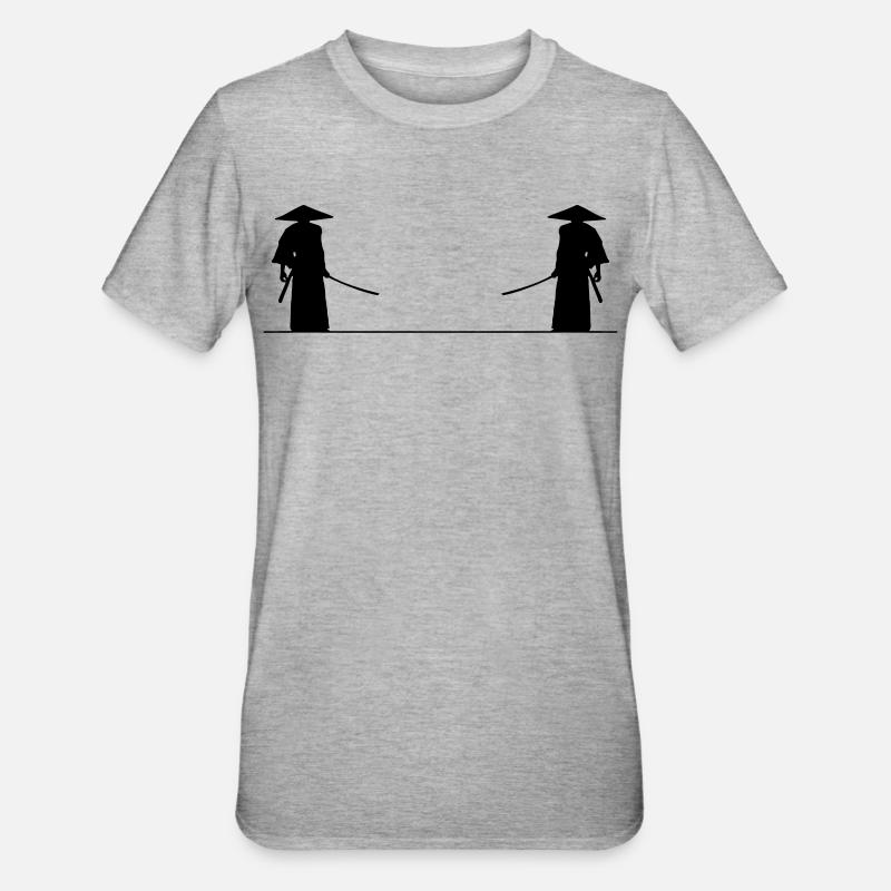 Samurai Kampf - Unisex Polycotton T-Shirt - Grau meliert