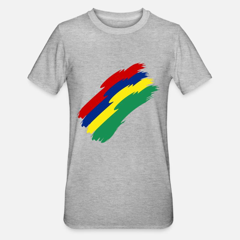 Couleurs du drapeau de l’île Maurice - T-shirt polycoton Unisexe - gris chiné