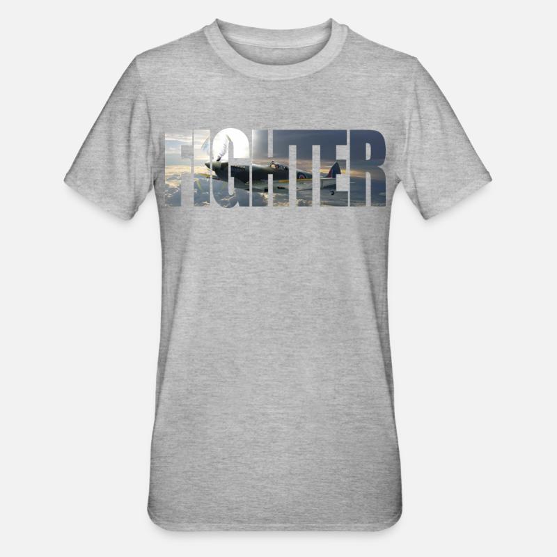 Fighter Spitfire - Unisex Polycotton T-Shirt - heather grey