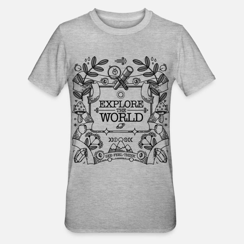 Explorez le monde - T-shirt polycoton Unisexe - gris chiné