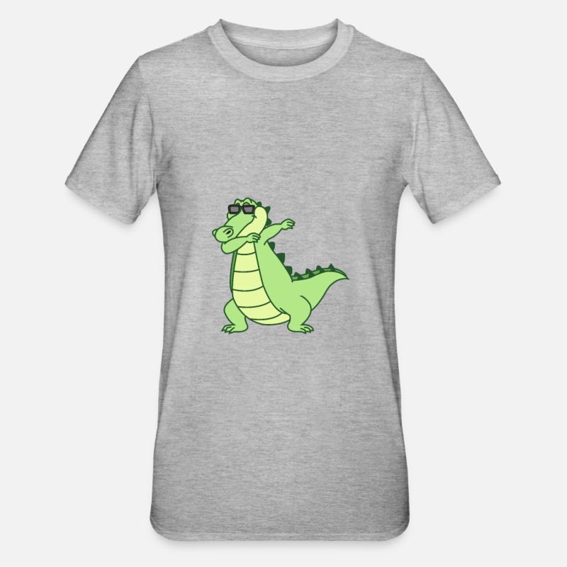 Crocodile Dabbing Dab Dance Gift - T-shirt polycoton Unisexe - gris chiné