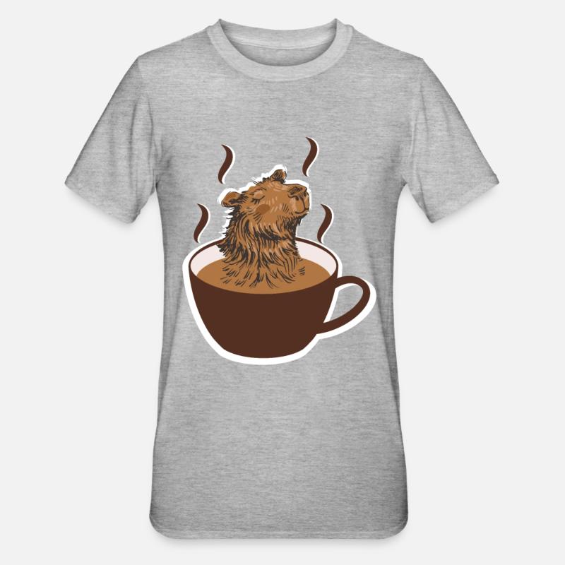 Cappybara Capybara Café Capybara Ventilateurs - T-shirt polycoton Unisexe - gris chiné
