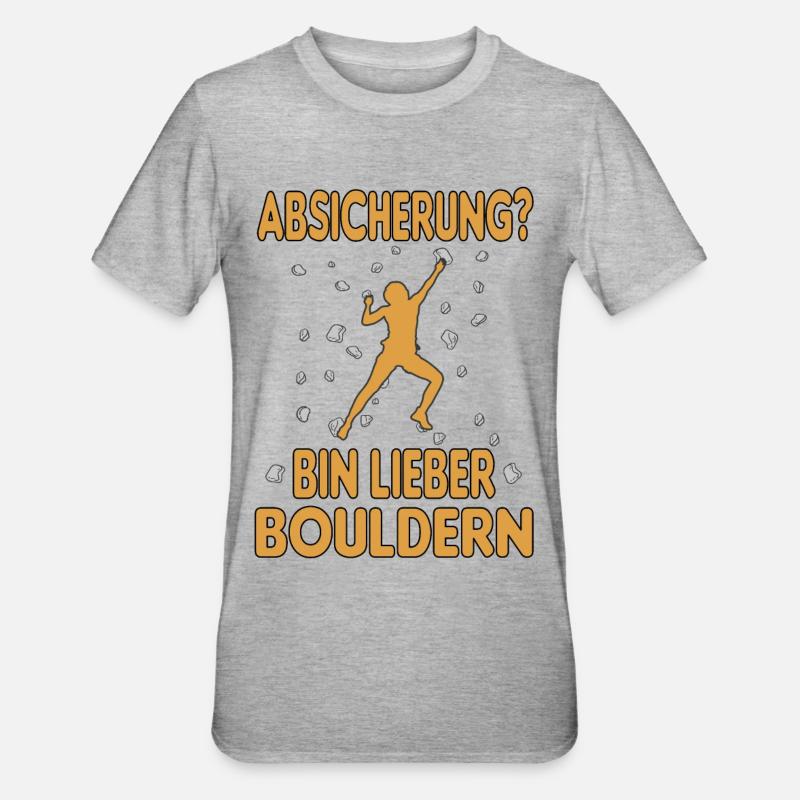 Bouldern Boulder Klettern Boulderer Bouldering - Unisex Polycotton T-Shirt - Grau meliert