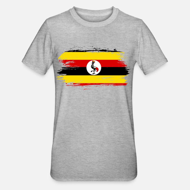 Drapeau drapeau de l'Ouganda - T-shirt polycoton Unisexe - gris chiné