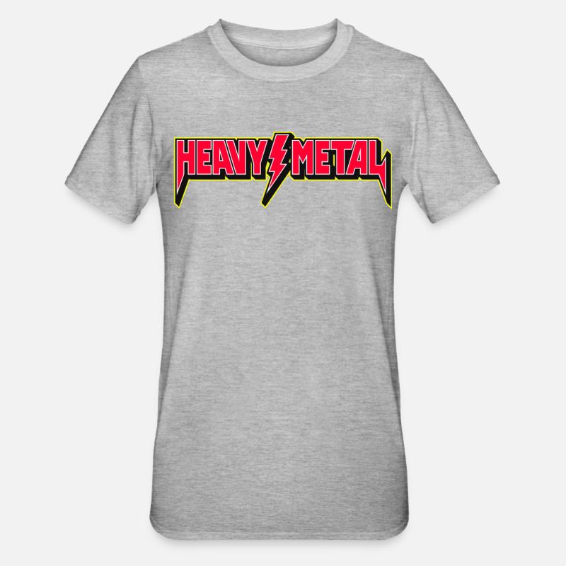 Heavy Metal Emblem mit Blitz - Unisex Polycotton T-Shirt - Grau meliert