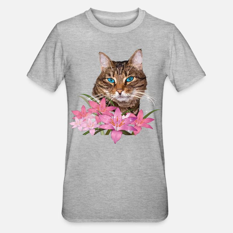 Katt - Unisex Polycotton T-skjorte - gråmelert