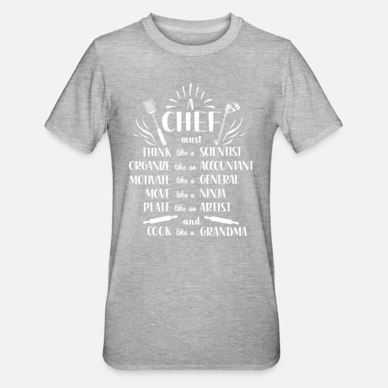 Cuisine Cuisine Chef Un Chef - T-shirt polycoton Unisexe - gris chiné