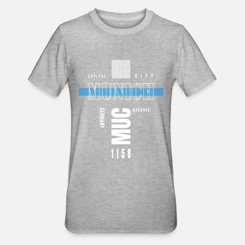 Munich Bavière Munich Bavière Capitale - T-shirt polycoton Unisexe - gris chiné