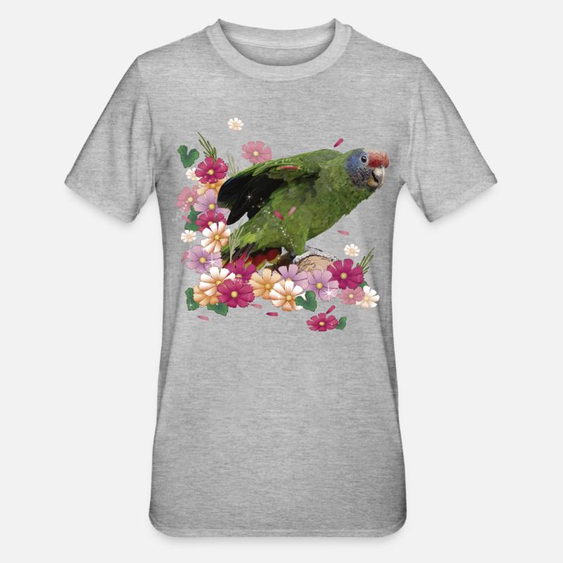 Le perroquet à queue rousse - T-shirt polycoton Unisexe - gris chiné