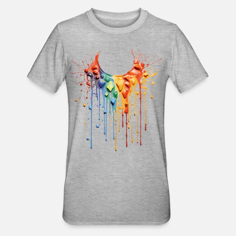 Regenbogen Farbkette - Unisex Polycotton T-Shirt - Grau meliert