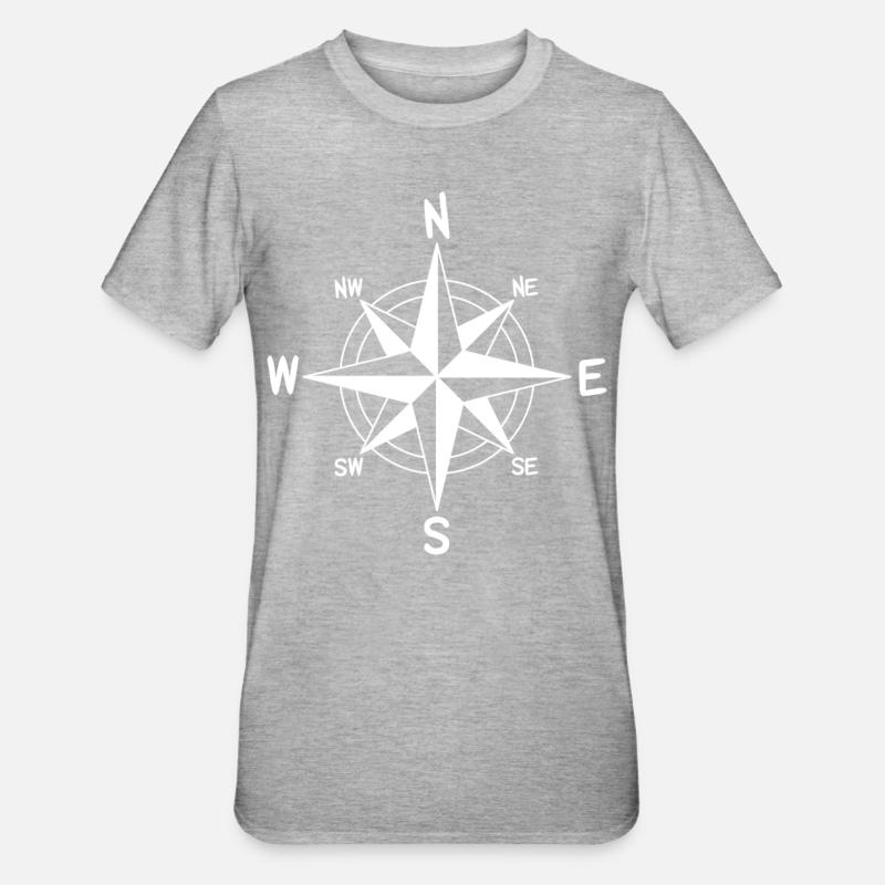 Wind Rose Compass Adventurousness - Unisex Polycotton T-Shirt - heather grey