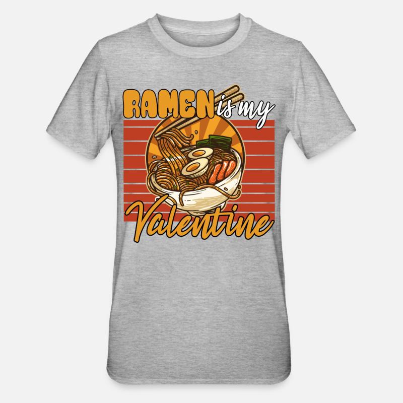 Le ramen est ma Saint-Valentin - T-shirt polycoton Unisexe - gris chiné