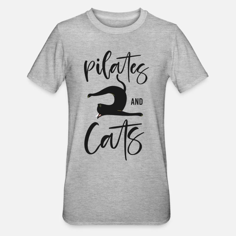 Instructeur de Pilates Enseignant Chat - T-shirt polycoton Unisexe - gris chiné