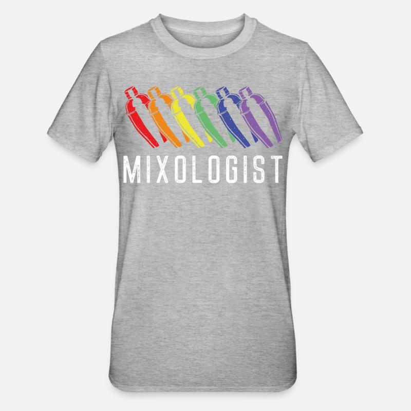 Bartender Mixologist Rainbow - Unisex Polycotton T-Shirt - heather grey