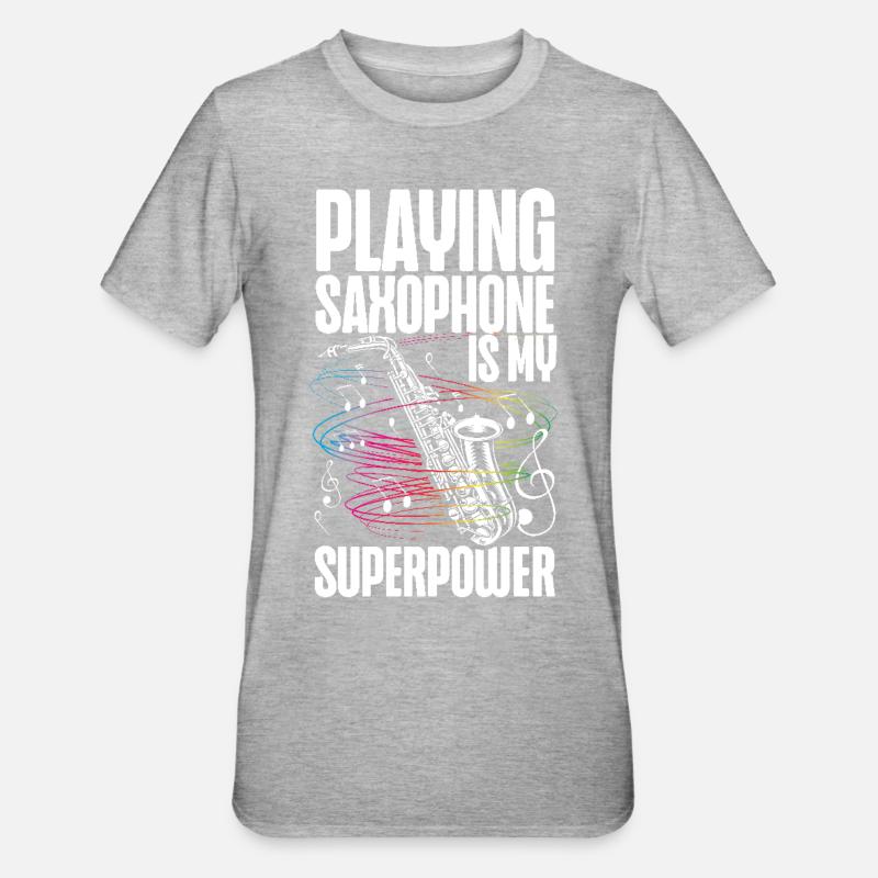 Saxophone Jouer du saxophone, c’est mon - T-shirt polycoton Unisexe - gris chiné