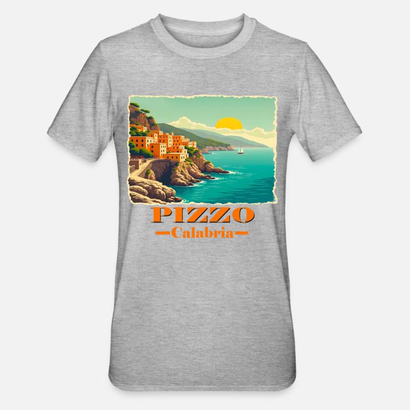 Pizzo Calabre orange - T-shirt polycoton Unisexe - gris chiné