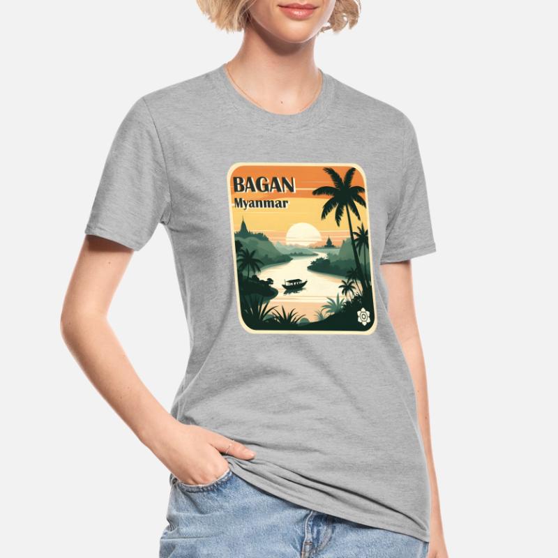Bagan, Myanmar T-shirt polycoton Unisexe