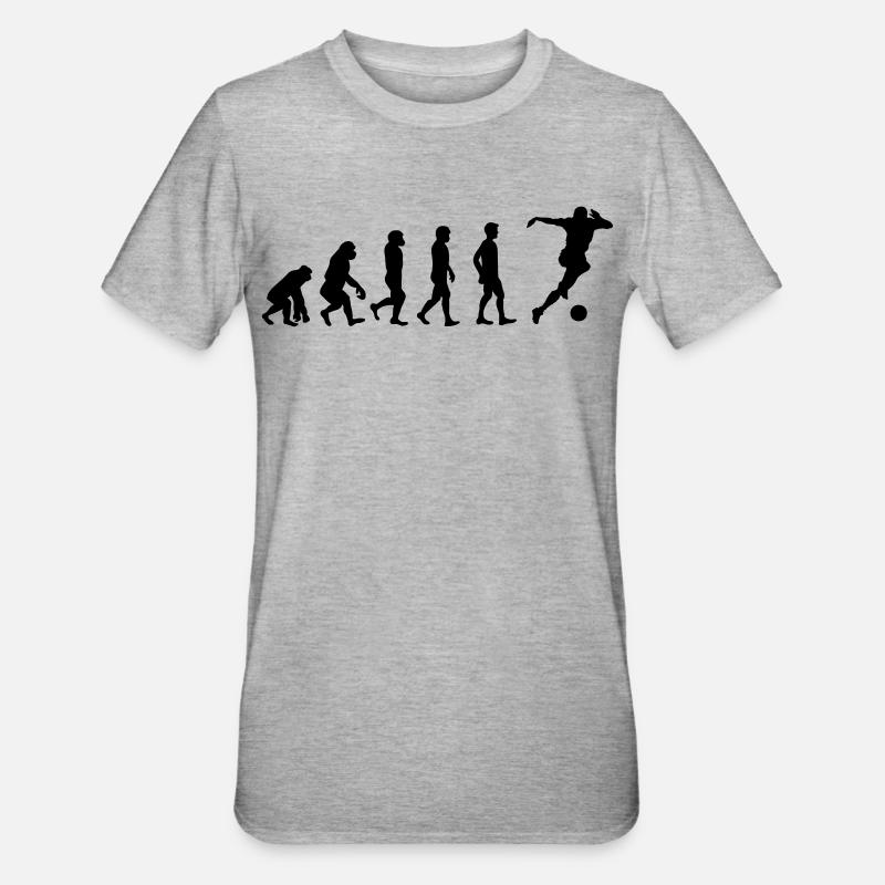 Fussballer Evolution - Unisex Polycotton T-Shirt - Grau meliert