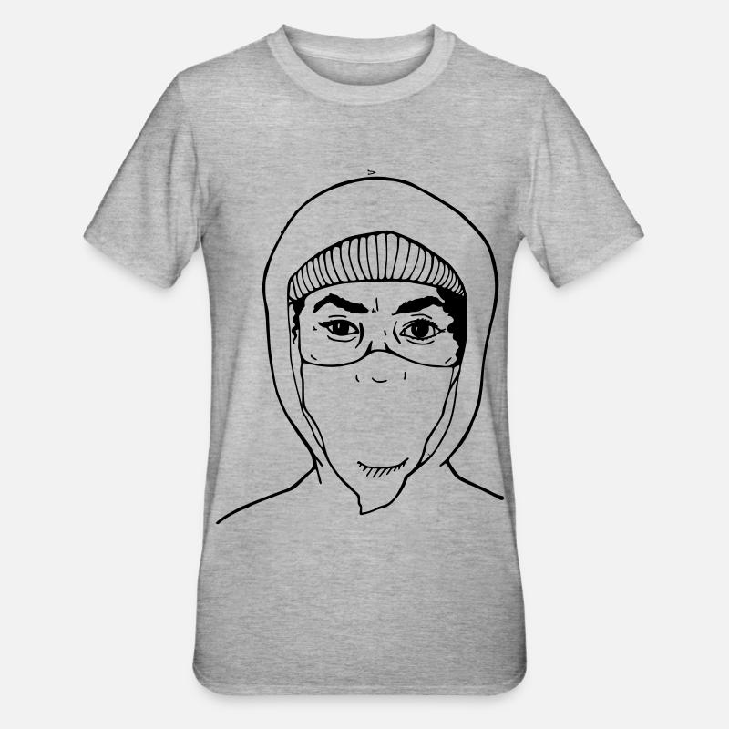 Fille ninja ton sur ton - T-shirt polycoton Unisexe - gris chiné