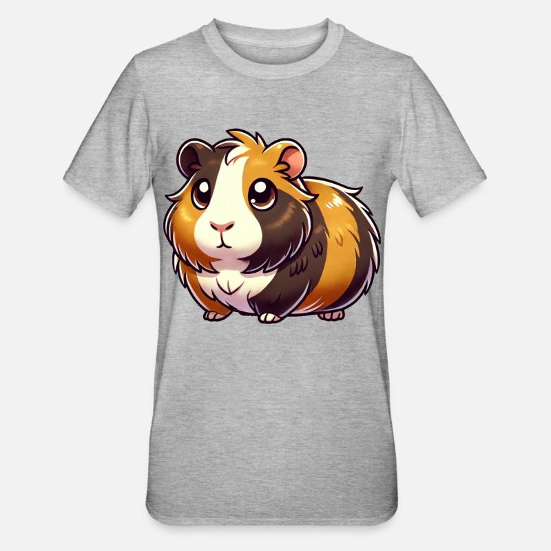 Cochon d’Inde comique - T-shirt polycoton Unisexe - gris chiné