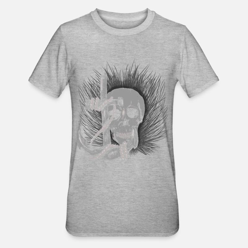 skull_anker - Unisex Polycotton T-Shirt - Grau meliert