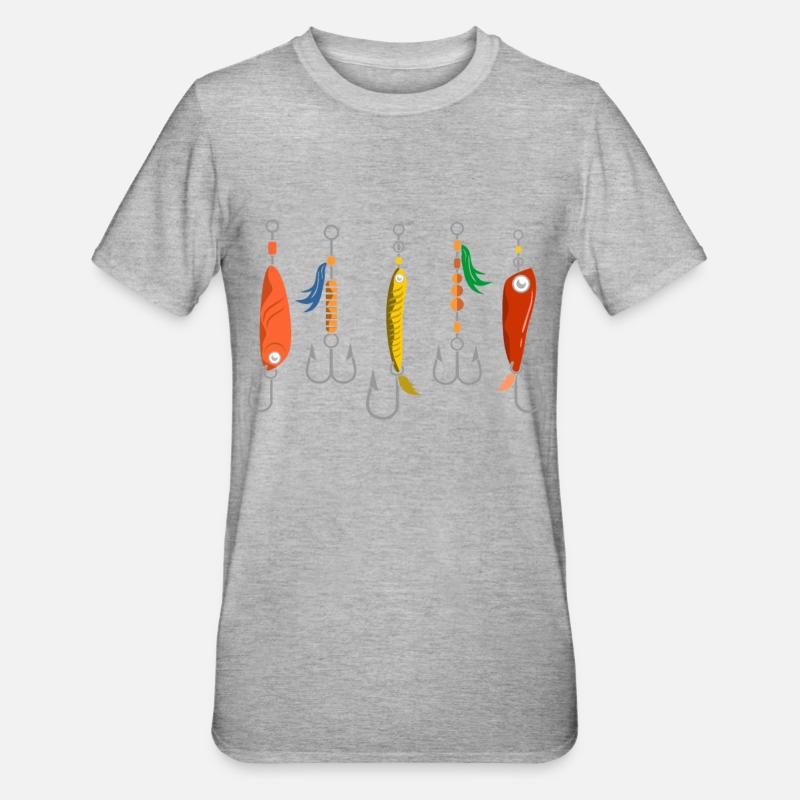 Angelköder Blinker Kunstköder - Unisex Polycotton T-Shirt - Grau meliert