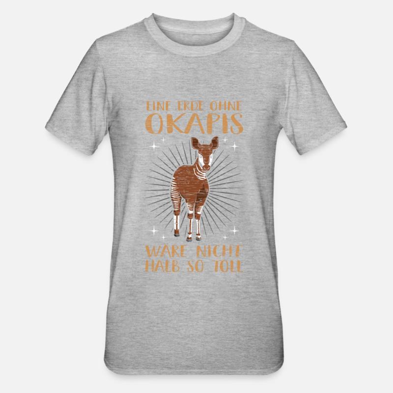 Okapi Waldgiraffe Zebragiraffe - Unisex Polycotton T-Shirt - Grau meliert