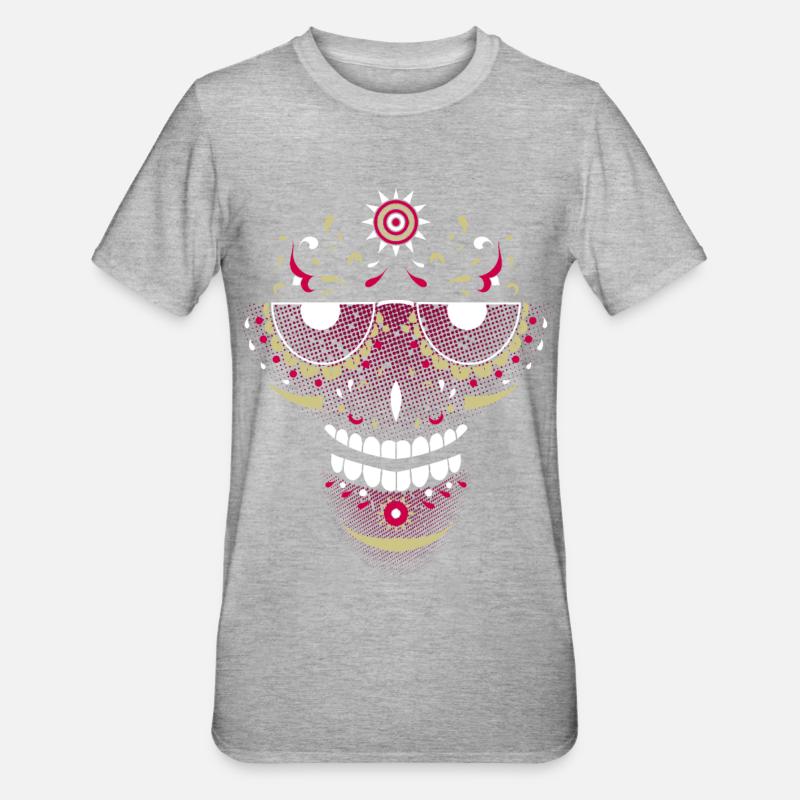 Lächelnder Schädel - Unisex Polycotton T-Shirt - Grau meliert