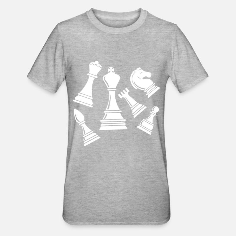 Pièces d'échecs échecs - T-shirt polycoton Unisexe - gris chiné