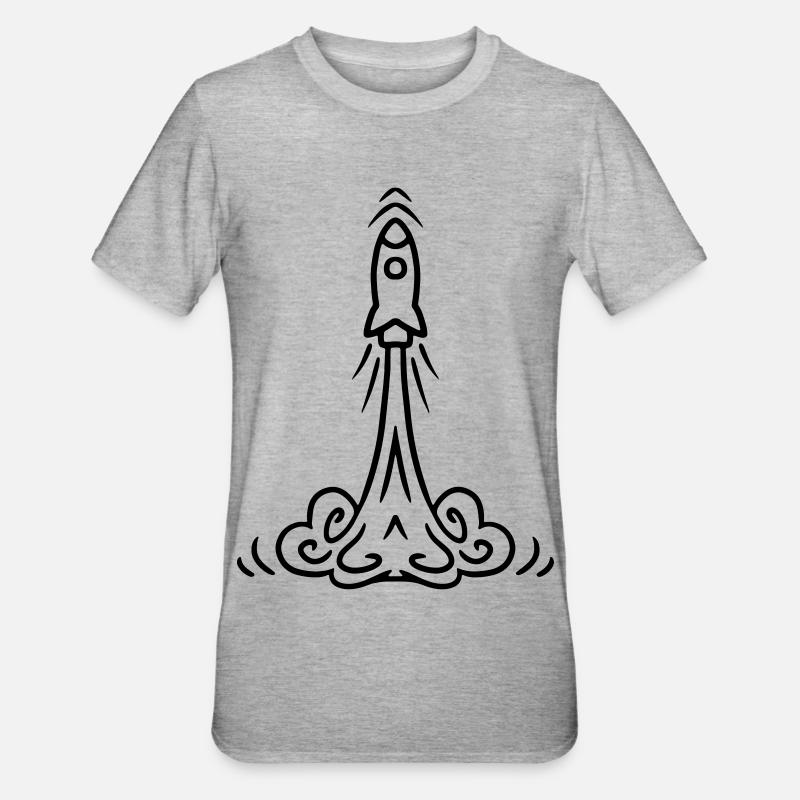 Rocket launch Raketenstart - Rakete Geschenkidee - Unisex Polycotton T-Shirt - Grau meliert