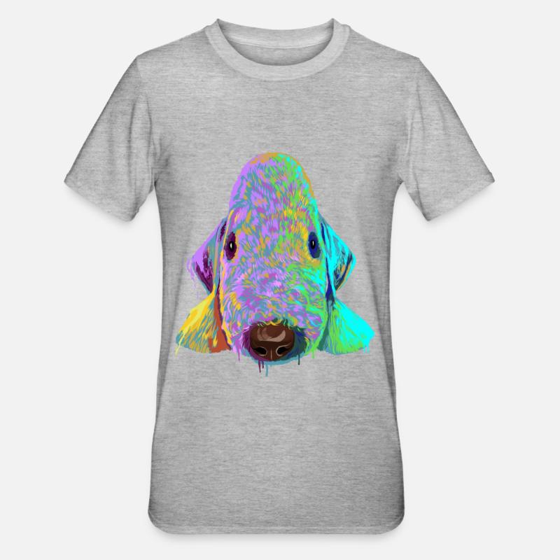 Spalsh Dog Bedlington Terrier - T-shirt polycoton Unisexe - gris chiné