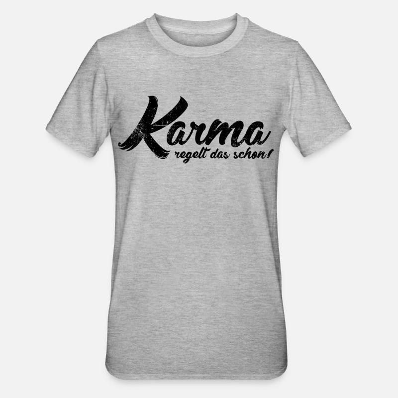 Karma regelt das schon - Unisex Polycotton T-Shirt - Grau meliert