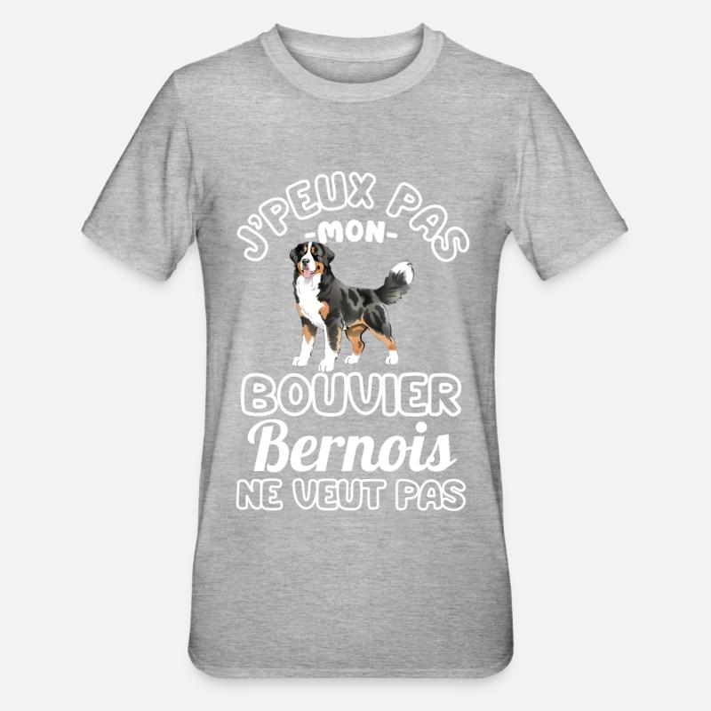 bouvier bernois chien mignon - T-shirt polycoton Unisexe - gris chiné