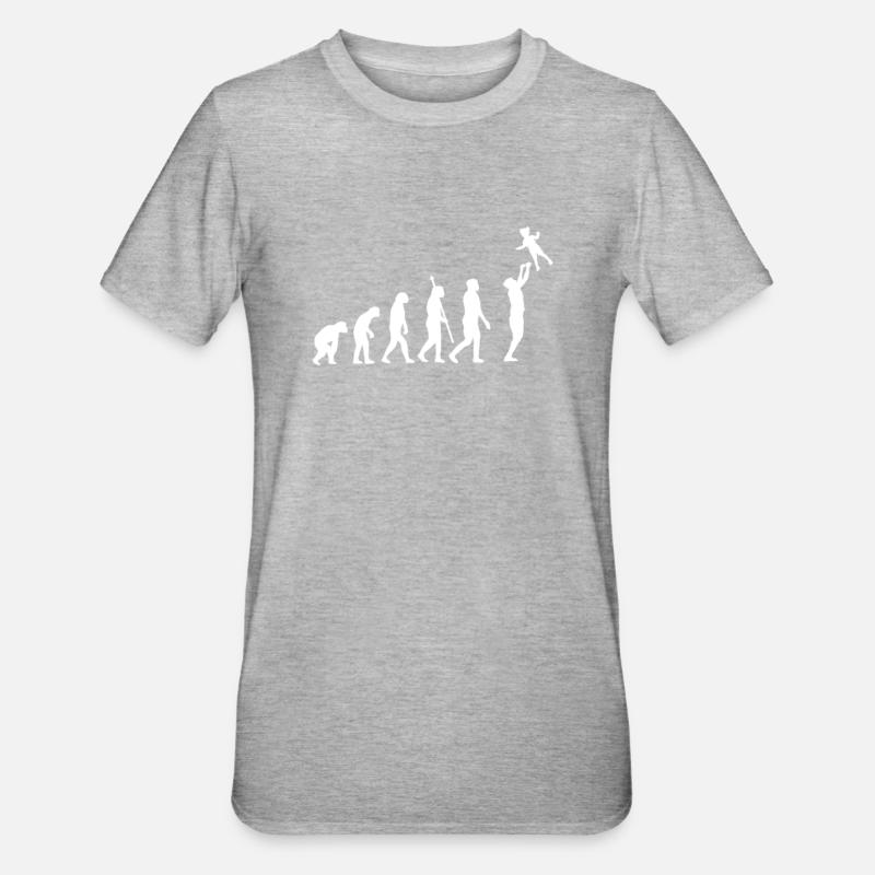 Papa Evolution Papa Papa Développement Papa - T-shirt polycoton Unisexe - gris chiné