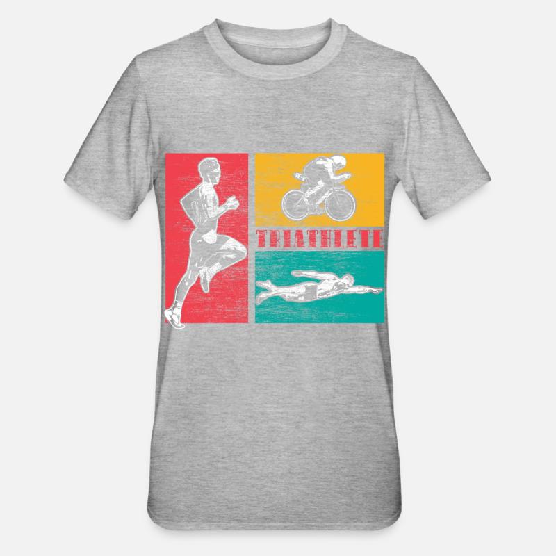 Courses de triathlon - T-shirt polycoton Unisexe - gris chiné