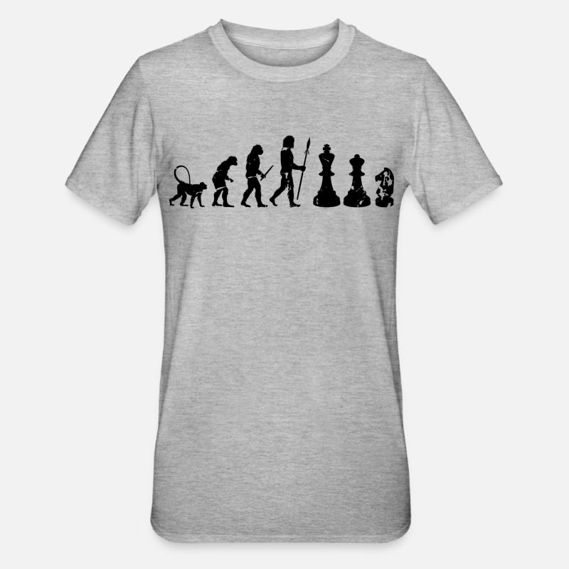 Entwicklung des Schachs - Unisex Polycotton T-Shirt - Grau meliert