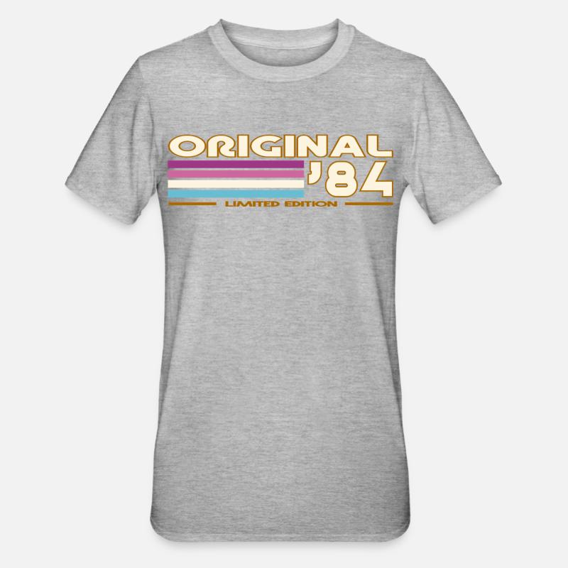 Originale 84 Pastellstreifen - Unisex Polycotton T-Shirt - Grau meliert